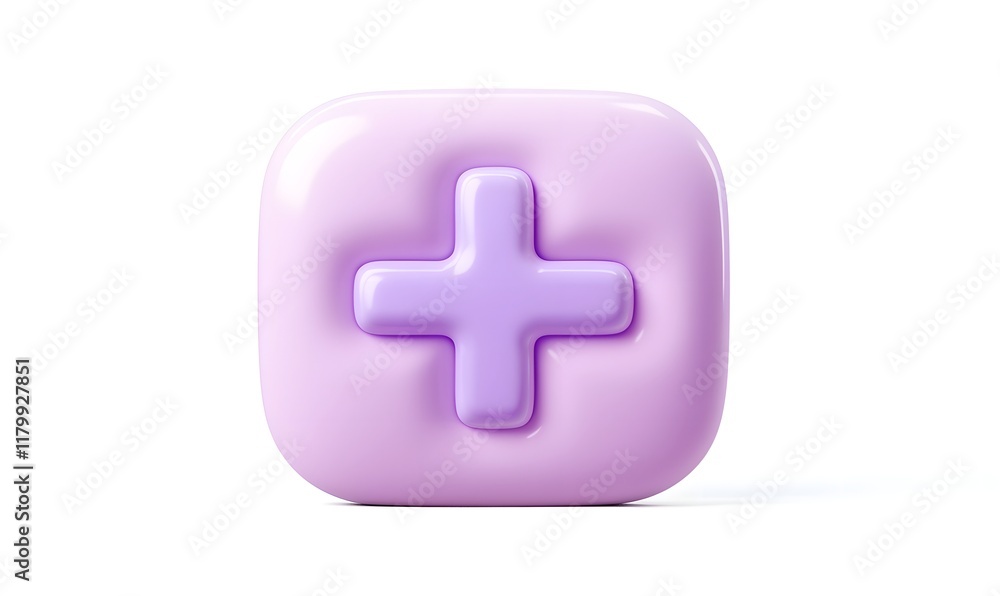 Obraz premium 3D render of a pastel purple plus sign icon.