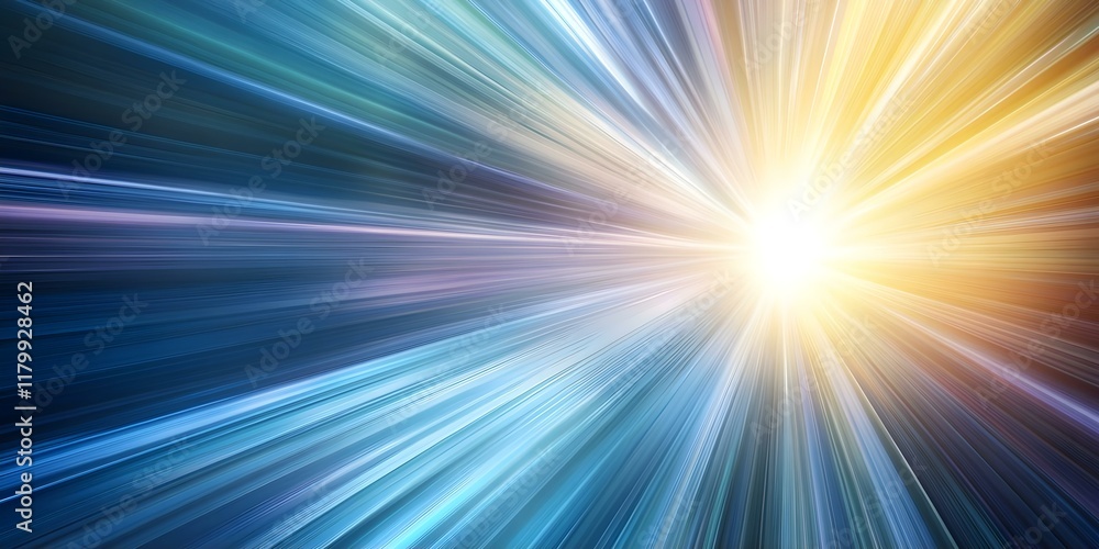 Fototapeta premium A burst of light emitting rays in various colors, creating a sense of motion and energy. Concept Colorful Light Rays, Dynamic Energy, Motion Effects, Vibrant Visuals, Abstract Art
