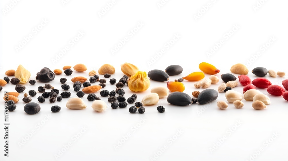 Colorful Seed and Grain Collection - A vibrant mix of seeds and grains, symbolizing growth, harvest, nutrition, diversity, and abundance. Colorful Seed and Grain Collection - A vibrant mix of seeds and grains, symbolizing growth, harvest, nutrition, diversity, and abundance.