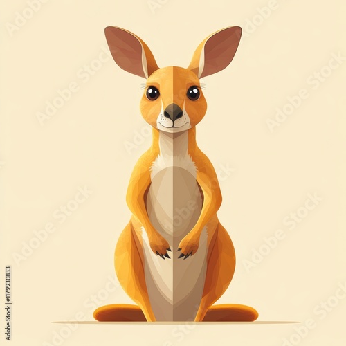 Cute cartoon kangaroo standing upright. photo