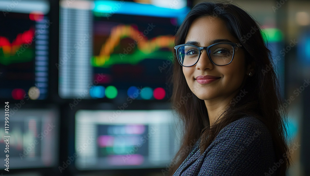 Confident businesswoman in modern office setting Confident businesswoman in modern office setting