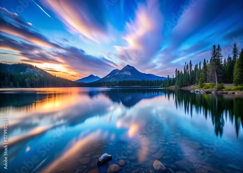 Minimalist Todd Lake Sunset to Blue Hour Timelapse Photography photo