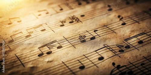 Wallpaper Mural Minimalist Vintage Music Notes Background -  Elegant Retro Music Sheet Texture Torontodigital.ca