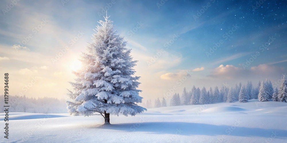 Minimalist Winter Christmas: White Trees & Snowy Landscape Minimalist Winter Christmas: White Trees & Snowy Landscape