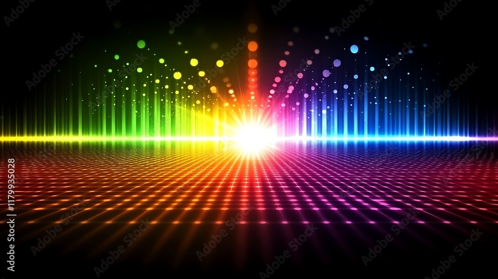 Obraz premium Rainbow Light Grid Abstract Digital Art
