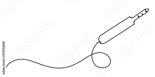 Audio jack 3.5 mm output sign line continuous drawing vector. One line Audio jack 3.5 mm output vector background. Audio jack 3.5 mm output icon. pro vector.