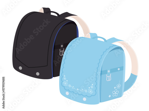 模様が付いたおしゃれなランドセルのイラスト素材