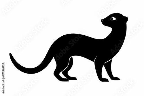 Meerkat Silhouette Icon Animal Clipart Black Vector. Meerkat looking alert Full black silhouette on white background
