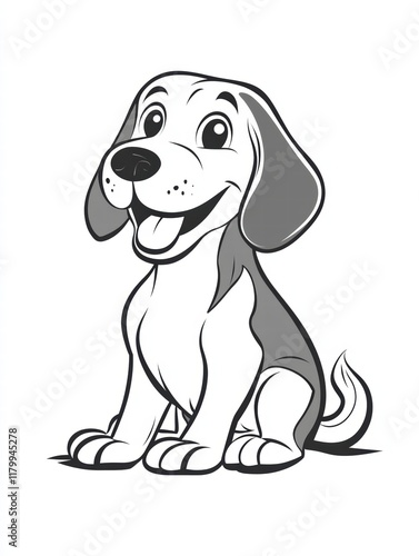 Wallpaper Mural Happy Beagle Pup: Adorable cartoon beagle puppy sitting, smiling happily. Perfect for children's books, cards, and websites.   Torontodigital.ca