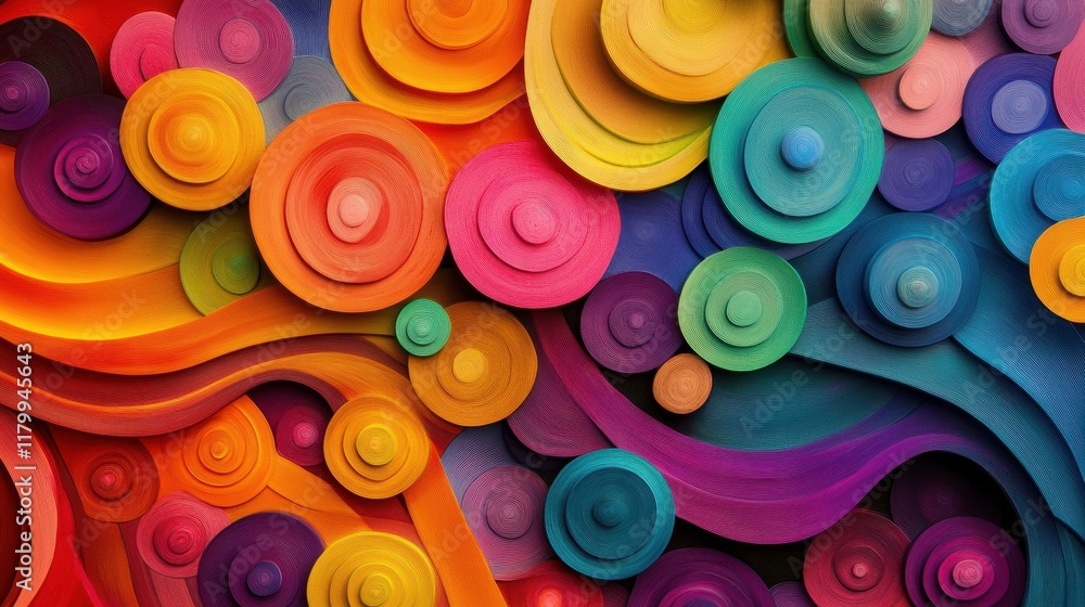 Vibrant and Colorful Abstract Composition with Swirling Shapes and Circular Patterns Showcasing a Blend of Bright Colors and Dynamic Flow for Artistic and Creative Projects Vibrant and Colorful Abstract Composition with Swirling Shapes and Circular Patterns Showcasing a Blend of Bright Colors and Dynamic Flow for Artistic and Creative Projects