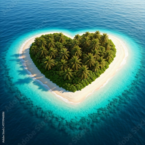 heart shaped island in ocean