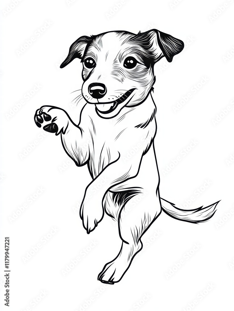 Fototapeta premium Playful Jack Russell Terrier Puppy Paw Up 