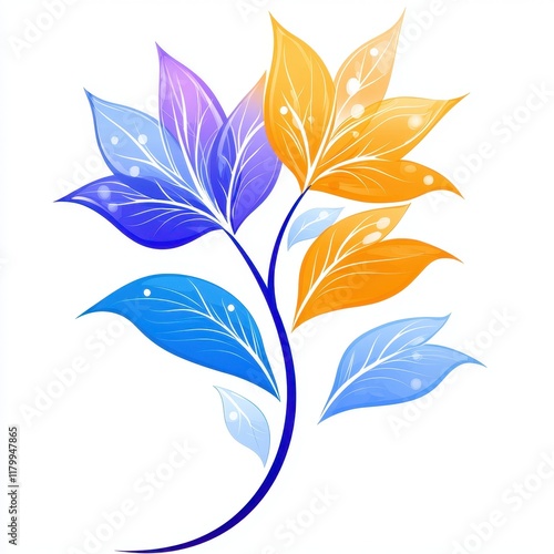 Colorful Abstract Leaf Design for Nature and Growth Concepts