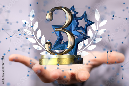3rd place letter in 3d in hand