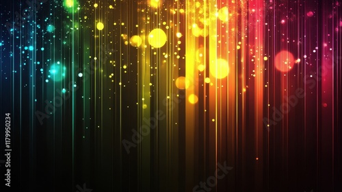 Vibrant Abstract Background with Colorful Lights, Bokeh Effects, and Vertical Lines for Artistic Designs and Creative Projects photo