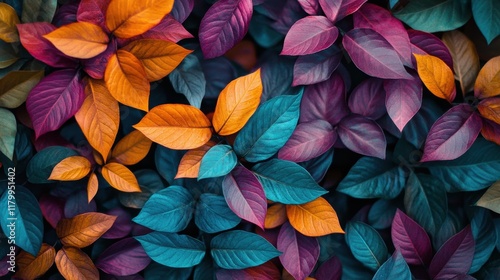Wallpaper Mural Vibrant Colorful Leaves Background with Rich Purple, Orange and Blue Shades Creating a Bold and Striking Nature Inspired Visual for Design and Art Projects Torontodigital.ca