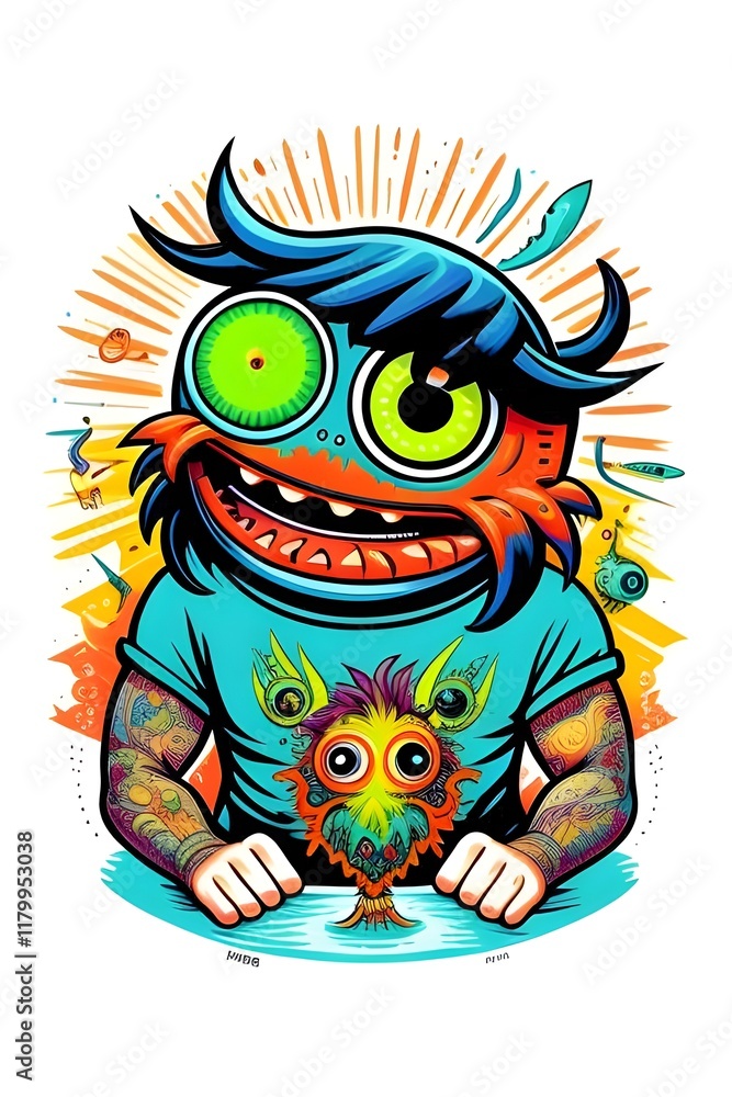 A colorful cartoon illustration of a science fiction fantasy character monster. alien, creature, extraterrestrial, futuristic, surreal, whimsical, digital art, illustration, fantasy world, otherworld A colorful cartoon illustration of a science fiction fantasy character monster. alien, creature, extraterrestrial, futuristic, surreal, whimsical, digital art, illustration, fantasy world, otherworld