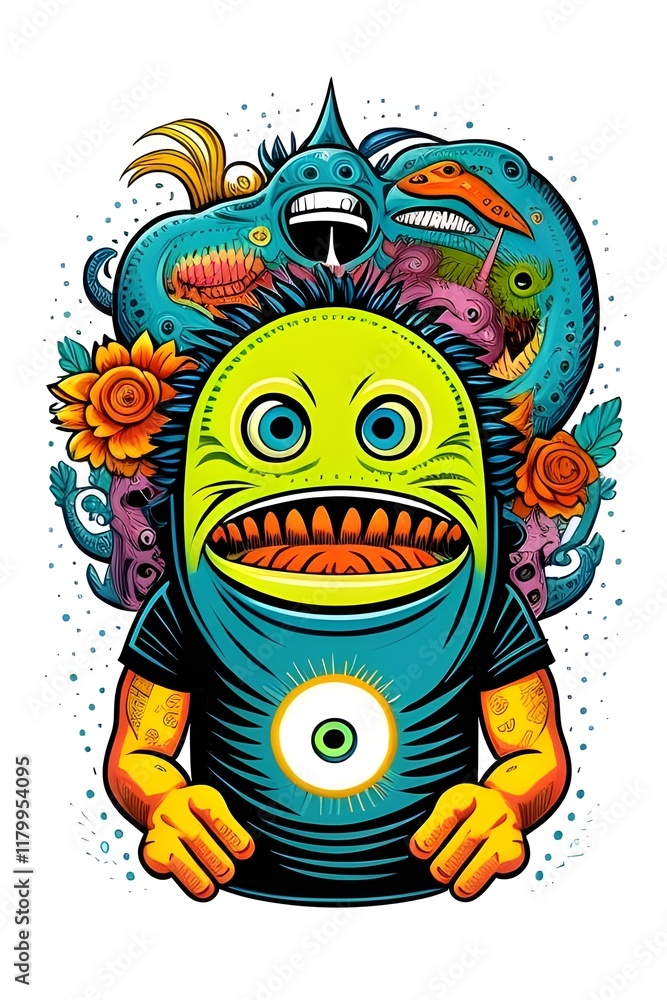 A colorful cartoon illustration of a science fiction fantasy character monster. alien, creature, extraterrestrial, futuristic, surreal, whimsical, digital art, illustration, fantasy world, otherworld A colorful cartoon illustration of a science fiction fantasy character monster. alien, creature, extraterrestrial, futuristic, surreal, whimsical, digital art, illustration, fantasy world, otherworld