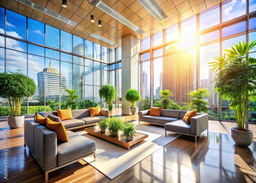 Modern Office Lobby: Sleek Design & Natural Light, Corporate Workspace Modern Office Lobby: Sleek Design & Natural Light, Corporate Workspace