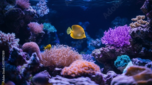 Wallpaper Mural Seabed. Background with corals and fish. Torontodigital.ca