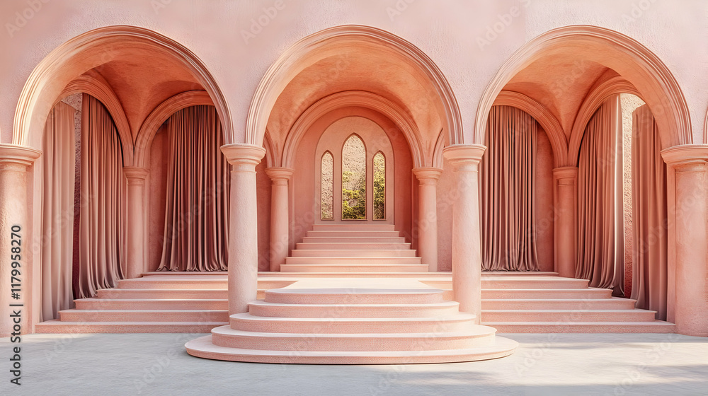 Pink Architectural 3D Render Background Pink Architectural 3D Render Background