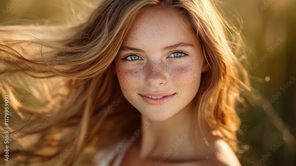 A joyful young woman with a radiant smile A joyful young woman with a radiant smile