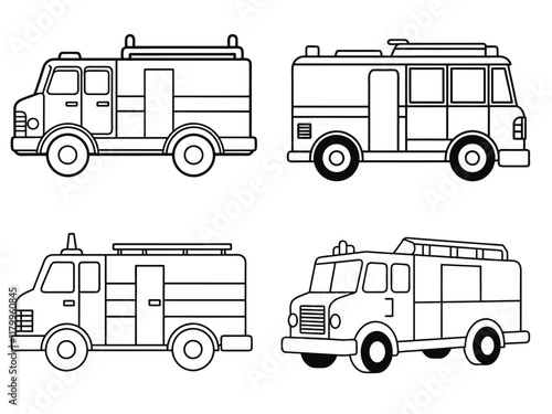 Vector Illustration of Isolated Fire Truck Outline