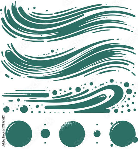 Minimalist stencil collection of artistic brush strokes and splash designs