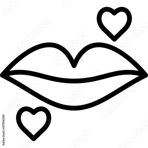 kiss icon illustration design with outline