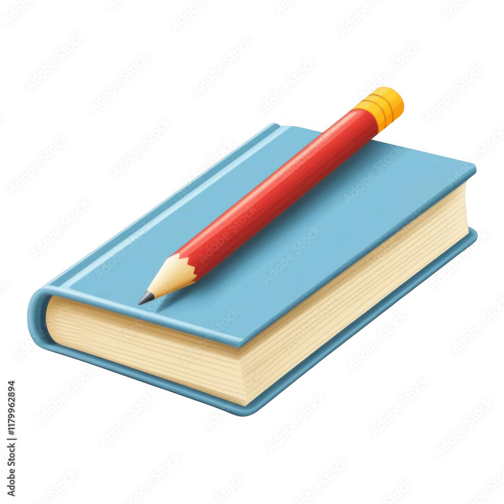 Pencil and book isolated on transparent background. Realistic vector illustration. Pencil and book isolated on transparent background. Realistic vector illustration.
