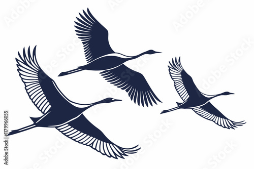 Birds in flight vector silhouette on a white background
