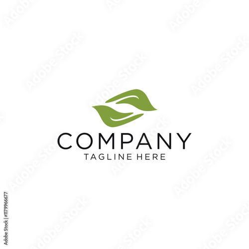 Webmodern leaf shaped hand design logo