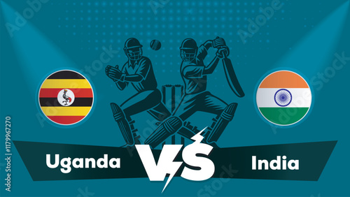 Uganda Vs India , India VS Uganda cricket match , Cricket match concept with creative illustration.eps