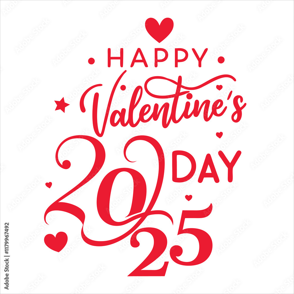 Obraz premium happy valentines day 2025 typography design.