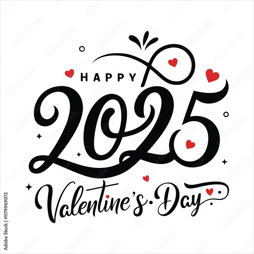 Obraz premium happy valentines day 2025 typography design.