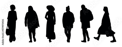 silhouette of a woman. set of silhouettes of people. silhouettes of people working group of standing business people vector eps 10