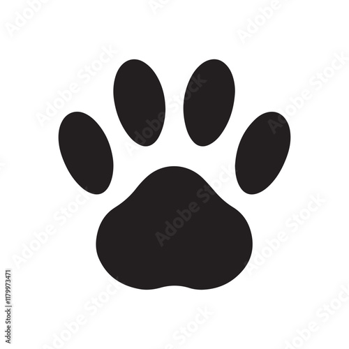 Dog paw silhouette vector icon illustration