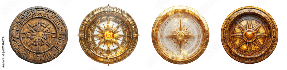 Obraz premium Vintage Compass Collection on Transparent Background for Design Use