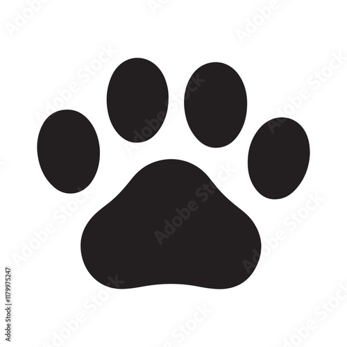 Dog paw silhouette vector icon illustration