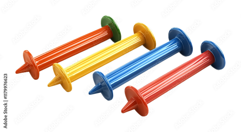 Camping Tent Pegs Set for Secure Tent Setup - Isolated on White Background Camping Tent Pegs Set for Secure Tent Setup - Isolated on White Background