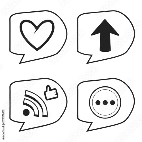 Like, love, comment, and share icon vector. Social media elements vector icon