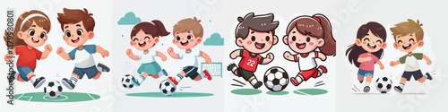 Vector of children doing various sports activities