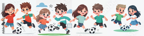 Vector of children doing various sports activities
