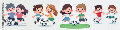 Vector of children doing various sports activities