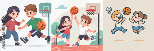 Vector of children doing various sports activities