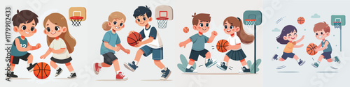 Vector of children doing various sports activities