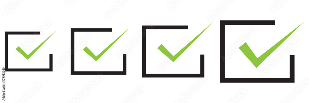 Colorful gradient circle and square check mark. Tick icon more Varieties.