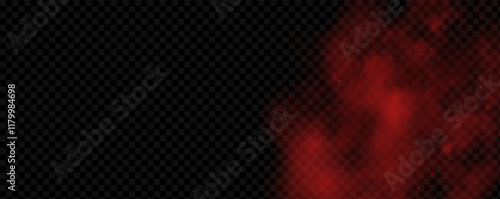 Spicy burst powder. Splashes of red pepper explosion. Overlay effect of chili or paprika spice splatters. Vector realistic illustration of hot, dried spices.