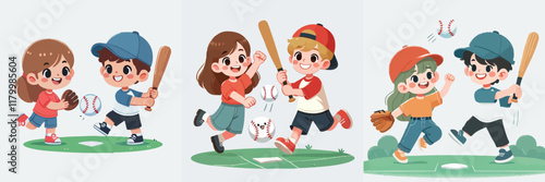 Vector of children doing various sports activities
