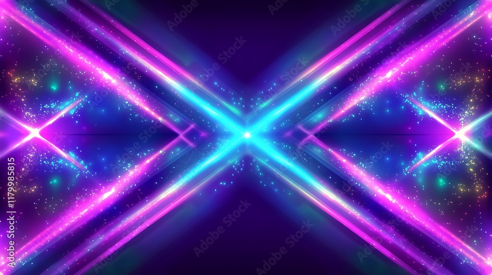 Obraz premium Abstract Neon Light Streaks and Glowing Particles Design